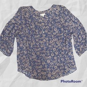 Cupio Black‎ blue beige rayon Blouse 3x